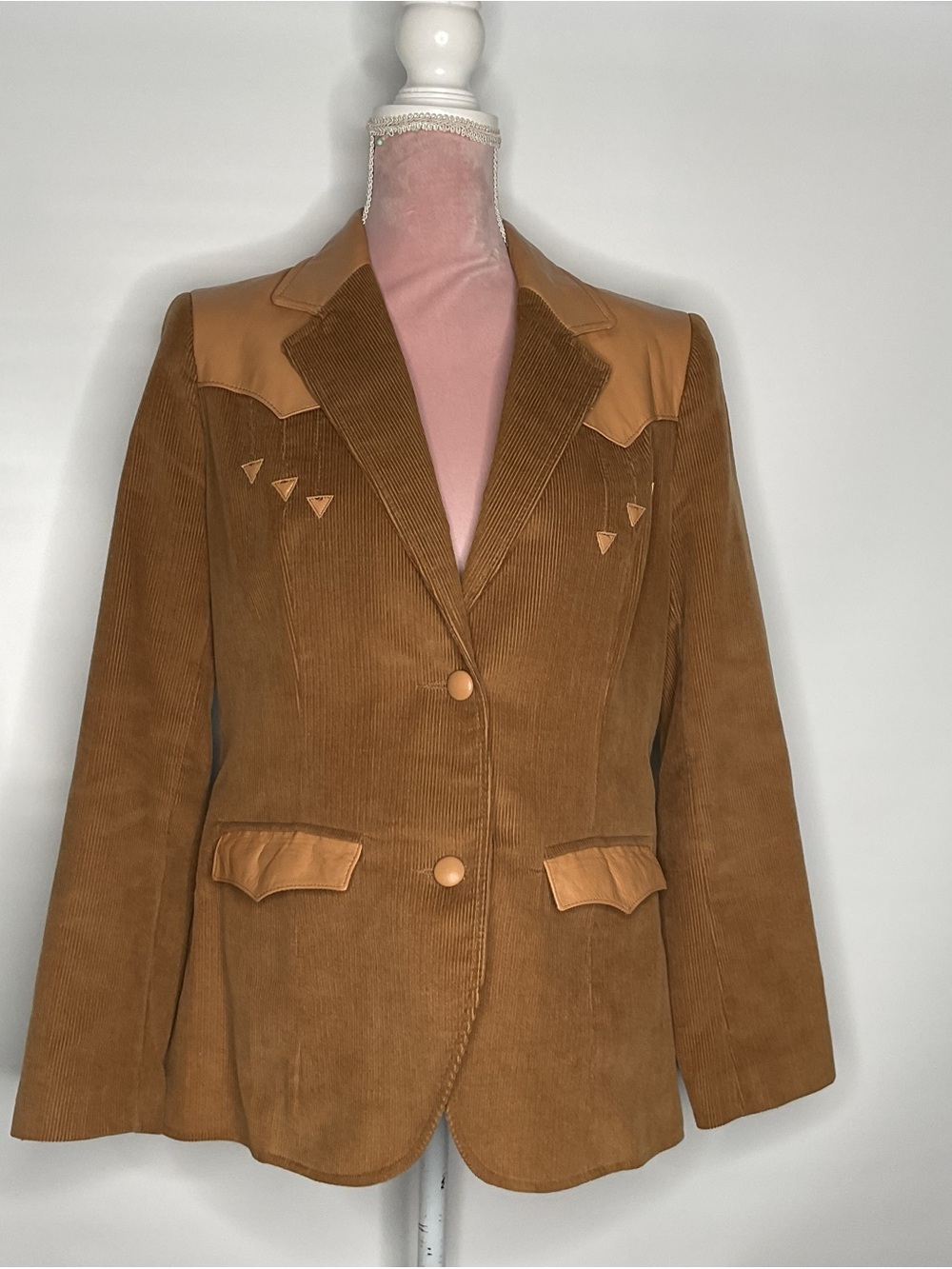 Corduroy Western-Style Blazer in Tan